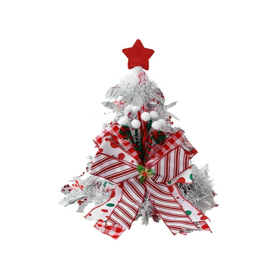 JeashCHAT Christmas Tree Topper Santa Hat, Christmas Hat Christmas Tree Decorations, Tinsel Xmas Tree Hat with Bow, Christmas Treetop Ornament for Wedding Holiday Party, 14.96" x 13.39"