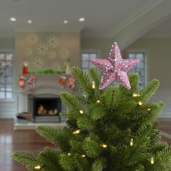 JeashCHAT Christmas Tree Topper Star, 7x6 Inches Glitter Star for Christmas Tree Decorations, Xmas Holiday Party Supplies