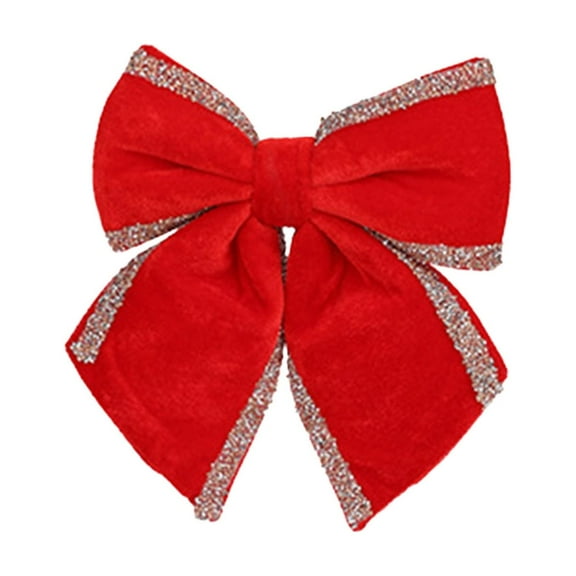 JeashCHAT Christmas Velvet Bow Ornaments, Flannel Fabric Bow Christmas Tree Decorations Xmas Tree Topper Bow Holiday Party Garland Wreath Bow Decor, 9.45" x 9.06"