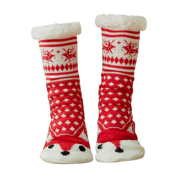 JeashCHAT Christmas Women Cotton Socks Print Thicker Anti-slip Floor Socks Carpet Socks