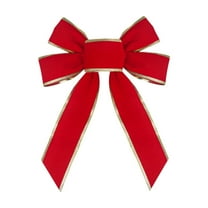 JeashCHAT Christmas Wreath Bow, Red Velvet Bows, Large Christmas Tree Topper Bow, Xmas Tree Wreath Decoration, Xmas Holiday Party Home Front Door Decor