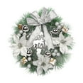 thumbnail image 1 of JeashCHAT Christmas Wreath Decorations for Front Door, Artificial Green Pine Needles Wreath with Bow Poinsettia Christmas Flowers Berries Ball Gift Box Merry Christmas Ornaments, 11.8", 1 of 6