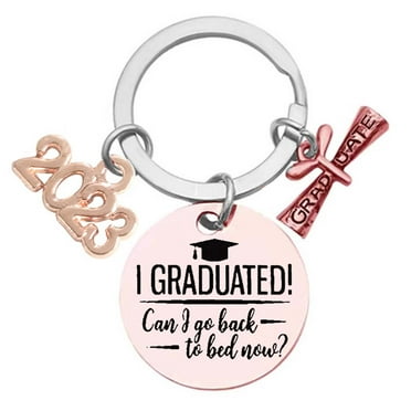 JeashCHAT Class of 2023 Graduation Keychain Clearance, Three Pendant Keychain Graduation Gift for Son and Daughter, Stainless Steel Inspirational Keychain for College/High School Graduation
