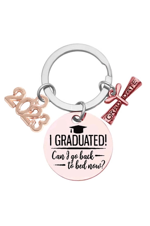 Class of 2023 Graduation Keychain , Three Pendant Keychain Graduation Gift for Son and Daughter, Stainless Steel Inspirational Keychain for College/High School Graduation