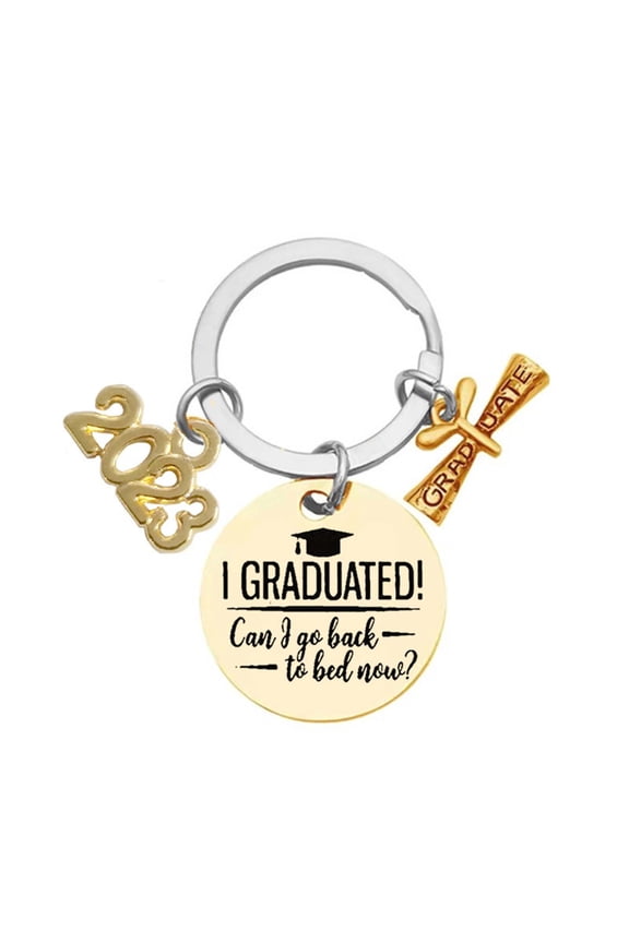 Class of 2023 Graduation Keychain , Three Pendant Keychain Graduation Gift for Son and Daughter, Stainless Steel Inspirational Keychain for College/High School Graduation