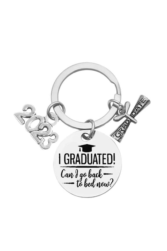 Class of 2023 Graduation Keychain , Three Pendant Keychain Graduation Gift for Son and Daughter, Stainless Steel Inspirational Keychain for College/High School Graduation