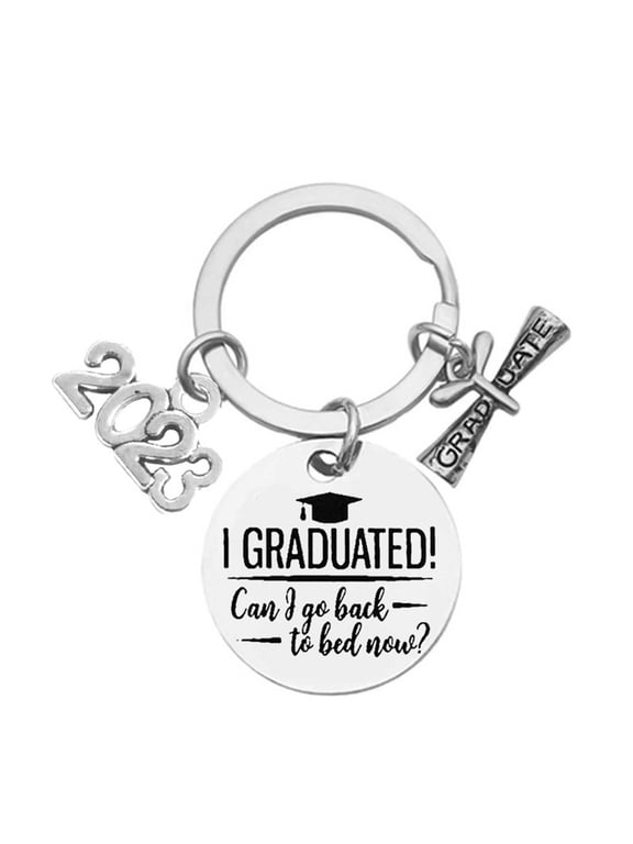 Class of 2023 Graduation Keychain , Three Pendant Keychain Graduation Gift for Son and Daughter, Stainless Steel Inspirational Keychain for College/High School Graduation