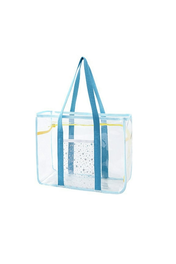 Clear Bag Clear Tote Bag Large Waterproof Transparent PVC Tote Bag for Beach Swimming Pool Stadium Gym, Travel Handbag Shoulder Bag for Women, Blue