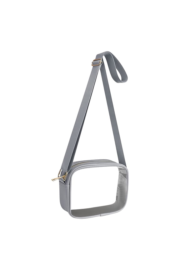 Clear Bag Stadium Approved Transparent Crossbody Purse Bag Waterproof Adjustable Strap Shoulder Bag for Concerts Sports Events Festivals, Gray