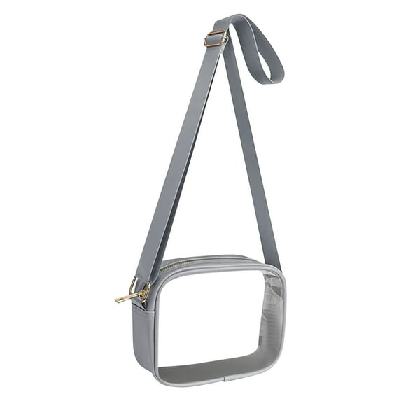 JeashCHAT Clear Bag Stadium Approved Transparent Crossbody Purse Bag Waterproof Adjustable Strap Shoulder Bag for Concerts Sports Events Festivals, Gray