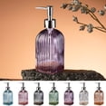 thumbnail image 1 of JeashCHAT Clear Glass Soap Dispenser with Rust Proof Stainless Steel Pump, 350ml Pump Bottle Refillable Liquid Hand Soap Dispenser for Bathroom Kitchen, Purple, 1 of 6