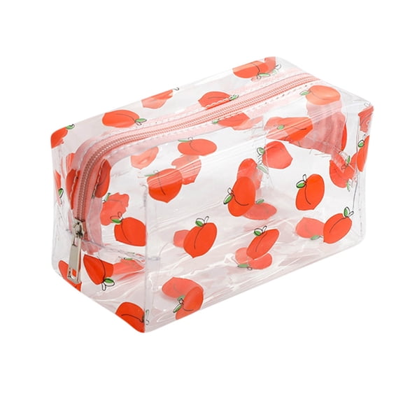 JeashCHAT Clear Makeup Bag Plastic Cosmetic Bag with Zipper, Waterproof Travel Toiletry Bag Organizer Transparent Flower Print Storage Bag for Women