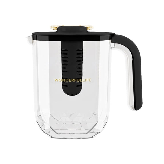 JeashCHAT Clear Plastic Pitcher, 1.8L Large Capacity Cold Water Kettle with Lid and Filter, Iced Tea Pitcher Fridge Jug for Coffee, Juice, Beverage, Lemonade (Black)