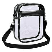 JeashCHAT Clear Purse Stadium Approved PVC Transparent Crossbody Bag for Men and Women, Messenger Shoulder Bag with Adjustable Strap