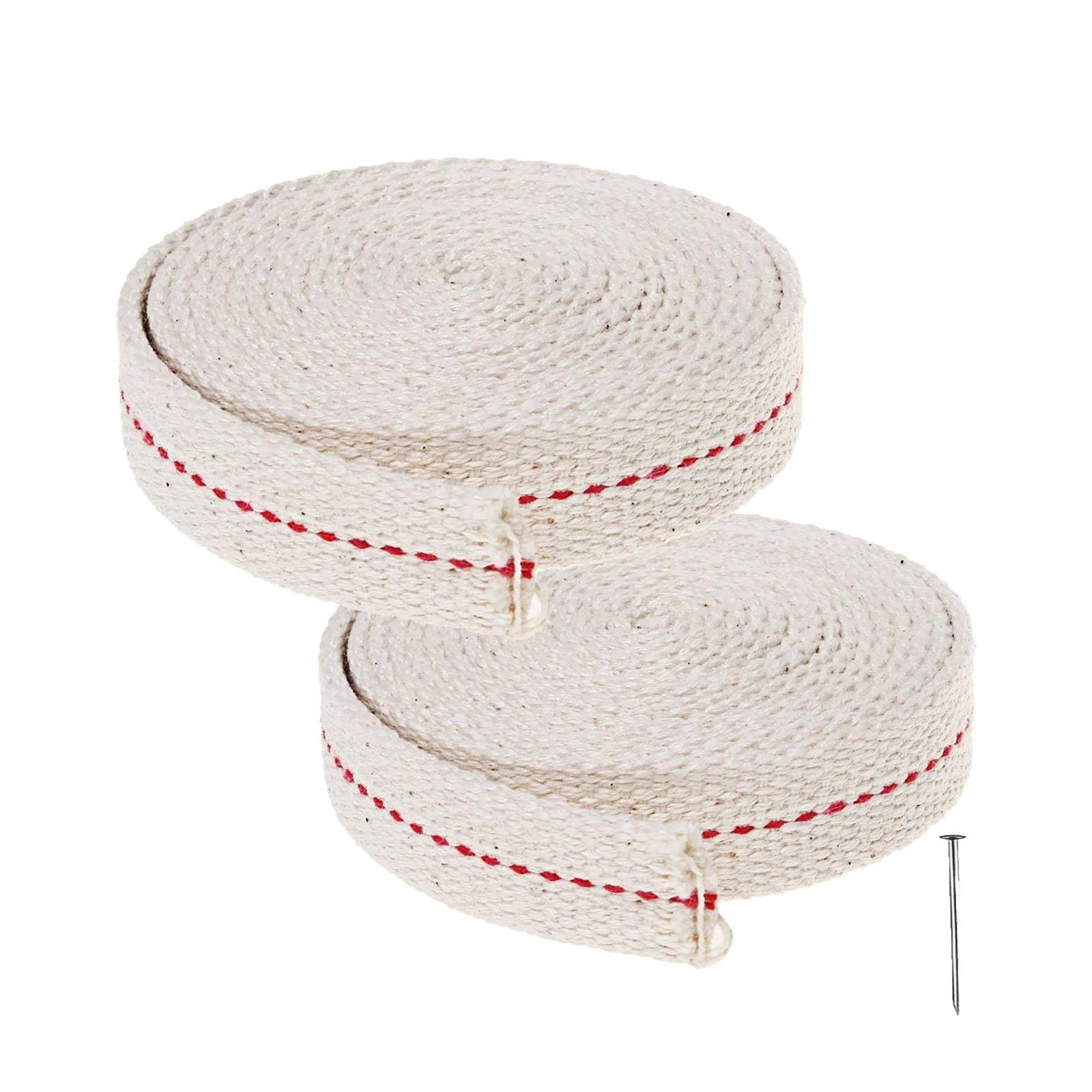 JeashCHAT Clearance 2 Rolls Cotton Oil Lamp Wicks Flat for Paraffin Oil or Kerosene Based Lanterns and Oil Lamps with Genuine Red Stitch, White Replacement Wick for Oil Burners