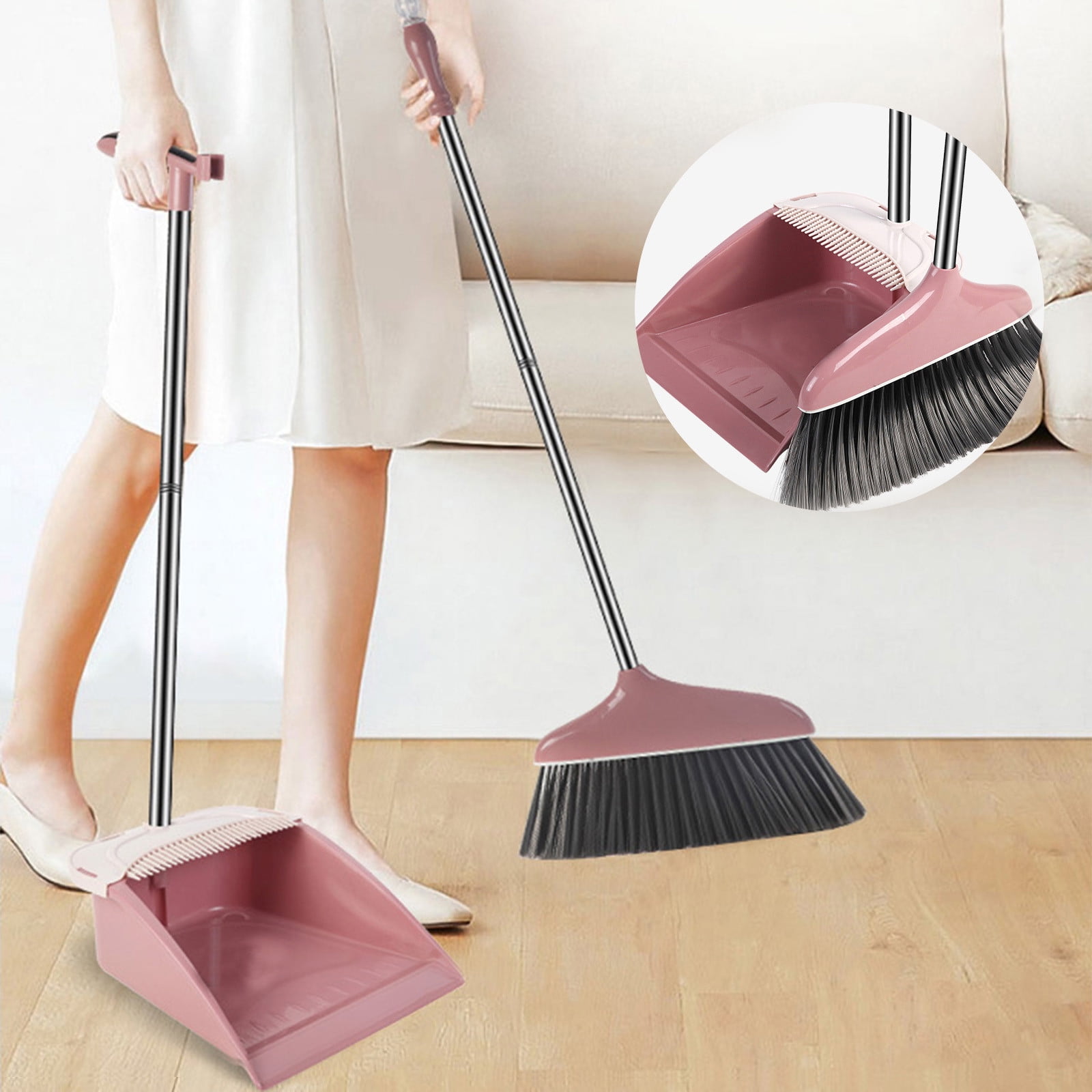JEHONN Stand Up Store Broom and Dustpan Set, Long Handle Lightweight Upright  Standing Sweep Set for Home Room Kitchen Office Lobby - Yahoo Shopping