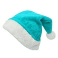thumbnail image 1 of JeashCHAT Christmas Hat, Santa Hat for Kids & Adults, Xmas Hat, Unisex Soft Velvet Thicken Warm Santa Claus Hat for Christmas New Year Holiday Party, Light Blue, 1 of 2