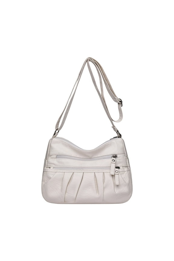 Crossbody Bags for Women Soft Leather Purses and Handbags Multi Pocket Large Capacity Casual Shoulder Bag for Travel Work, Gifts for Female, Mother (White)