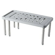 JeashCHAT Expandable Cabinet Organizer Shelf, Retractable Storage Rack for Bathroom Kitchen Countertop Cupboard, Over The Sink Shelf, Shoe Rack, Gray