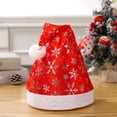 thumbnail image 1 of JeashCHAT Red Santa Hat, Christmas Hat, Christmas New Year Party Supplies & Gifts, Star Snowflake Xmas Hat, Extra Soft Thicken Xmas Holiday Hat, 1 of 2