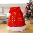 thumbnail image 1 of JeashCHAT Red Santa Hat, Christmas Hat, Christmas New Year Party Supplies & Gifts, Star Snowflake Xmas Hat, Extra Soft Thicken Xmas Holiday Hat, 1 of 2