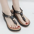 thumbnail image 1 of JeashCHAT Sandals for Women Ladies Sandals Rhinestone Buckle Style Wedge Heel Large Size Flip Flop Sandals, 1 of 9