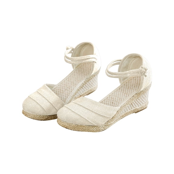 JeashCHAT Clearance Sandals for Women Summer Ladies Shoes Espadrille Platform Wedge Heel Closed Toe Sandals Casual Women's Sandals