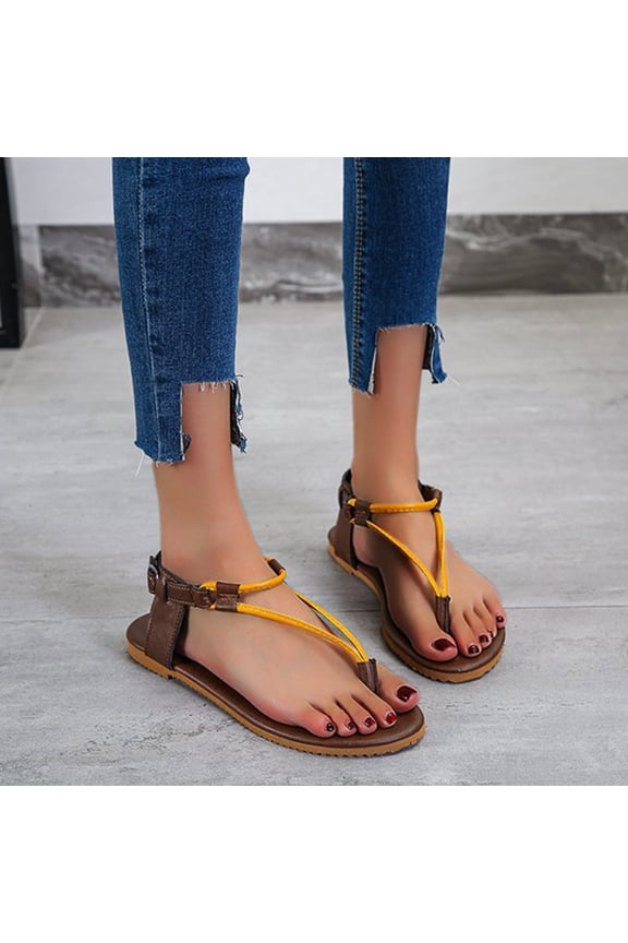 Sandals for Women Women Sandals Summer Cool Shoes Beach Shoes Flat Heel Roman Style Pinch Sandals