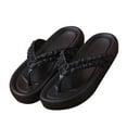 thumbnail image 1 of JeashCHAT Clearance Slip On Slide Sandals for Women Soft Lightweight Flip-Flops Thicken Cushioned Slippers Shower Bathroom Shoes Beach Pool Flip Flop Sandals (Black), 1 of 3