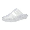 thumbnail image 1 of JeashCHAT Slip On Slide Sandals for Women Summer New Closed Toe Sandals Soft Sole Transparent Crystal Jelly Casual Slippers (White), 1 of 4