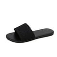 thumbnail image 1 of JeashCHAT Slip On Slide Sandals for Women Woman's One-line Sandals Flat Slippers Color Everything Matching Sandals (Black), 1 of 6