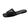 thumbnail image 1 of JeashCHAT Clearance Slip On Slide Sandals for Women Women's Flat Sandals Comfortable Shoes Polka Tulle Open Toe Slippers (Black), 1 of 6