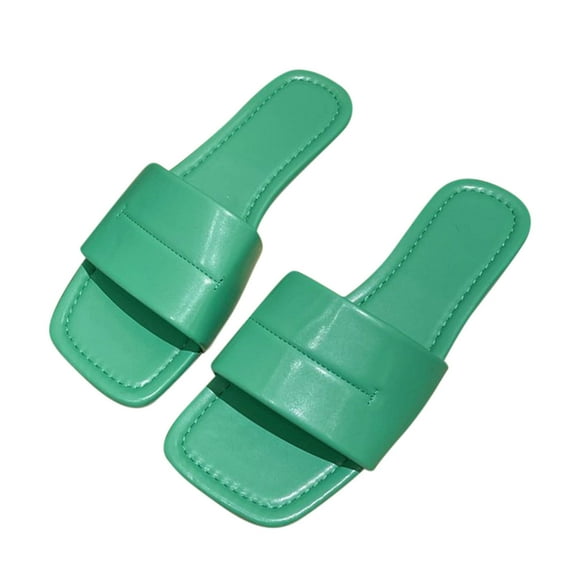 JeashCHAT Clearance Slip On Slide Sandals for Women Women's Flat Shoes Ladies Beach Sandals Summer Non-Slip Causal Slippers (Green)