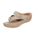thumbnail image 1 of JeashCHAT Clearance Slip On Slide Sandals for Women Women's Lunge Massage Clamping Slippers Outwear Holiday Mules Slope Heel Sandals (Khaki), 1 of 9