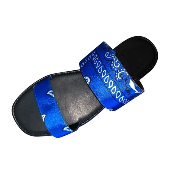 JeashCHAT Slip On Slide Sandals for Women Women's Posh Sandals Ladies Summer Casual Flat Heel Slip On Sandals (Blue)