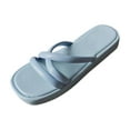 thumbnail image 1 of JeashCHAT Slip On Slide Sandals for Women Women's Sloping Heel Slippers Thick Sole Straight Line Shoes Sloping Heel Sandals (Light Blue), 1 of 4