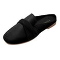 thumbnail image 1 of JeashCHAT Slip On Slide Sandals for Women Women's Summer Flat Shoes Ladies Sandals Round Toe Causal Slippers (Black), 1 of 7