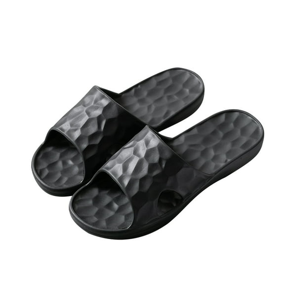 JeashCHAT Slippers for Women and Men, House Slippers Shower Shoes Bathroom Slide Sandals Non-slip Soft Bottom Lightweight Slippers (Black)