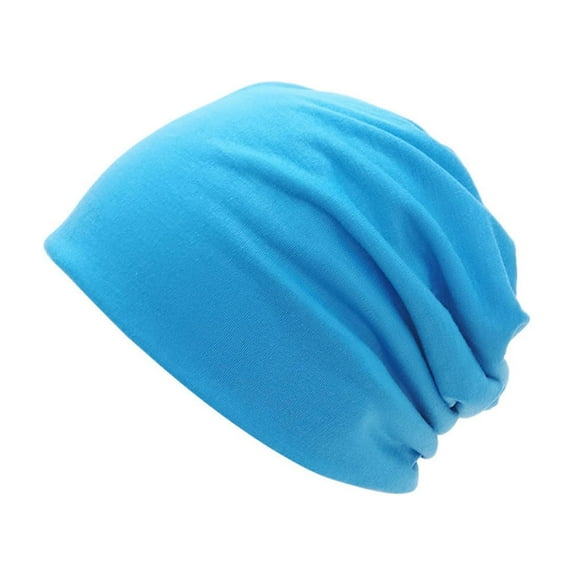 JeashCHAT Slouchy Beanie Hat for Women Casual Solid Color Thicken Winter Warm Stretchy Ear Protection Skull Cap for Running Cycling Hiking Camping, Sky Blue