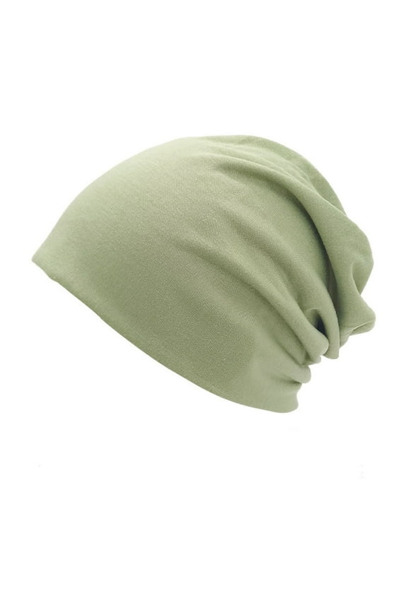 Slouchy Beanie Hat for Women Casual Solid Color Thicken Winter Warm Stretchy Ear Protection Skull Cap for Running Cycling Hiking Camping, Green