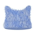 thumbnail image 1 of JeashCHAT Women Crochet Hat Knit Cat Ear Slouchy Beanie Cute Solid Color Soft Thick Winter Warm Vintage Fuzzy Hat for Camping, Concerts, Shopping, Travel, Blue, 1 of 2