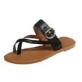 thumbnail image 1 of JeashCHAT Women's Flat Sandals Flip Flop Thong Slide Sandals Adjustable Slip On Slippers Summer Beach Shoes for Women (Black), 1 of 9