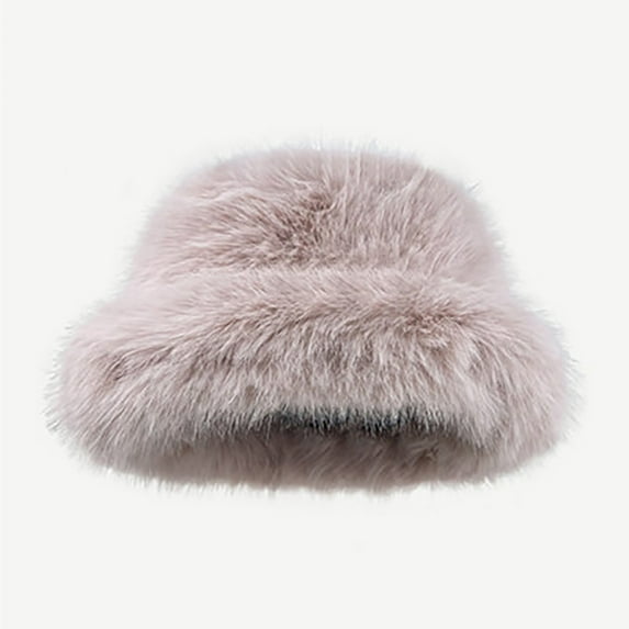 JeashCHAT Women's Fuzzy Faux Fur Bucket Hat Casual Solid Color Soft Comfortable Winter Warmer Fisherman Cap for Weddings, Tea Party, Leisure Travel, Churches, Daily Wear, Purple