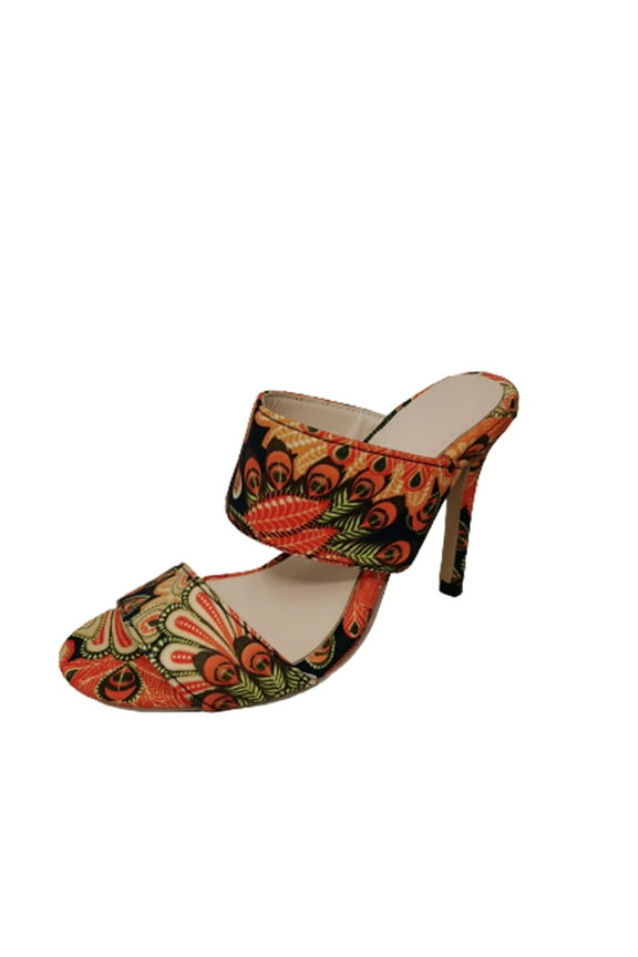 Women's Slip On Heeled Sandals Stilettos Peep Toe Pumps Sandals Pointed Toe Heels Dress Shoes for Women (Orange)