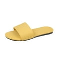 thumbnail image 1 of JeashCHAT Womens Slide Sandals Summer Open Toe Slip On Flat Sandals Soft Leather Slippers for Beach (Yellow), 1 of 7