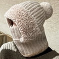thumbnail image 1 of JeashCHAT Womens Winter Knitted Beanie Hat Slouchy Knit Skull Cap Beanie Circle Scarf Set Ski Snow Hat with Pompom, Khaki, 1 of 3