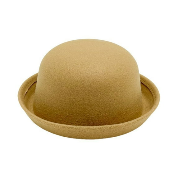 JeashCHAT Wool Round Bowler Hat Vintage Elegant Solid Color Rolled Brim Fedora Hat for Men and Women, Bucket Hat for Christmas Party