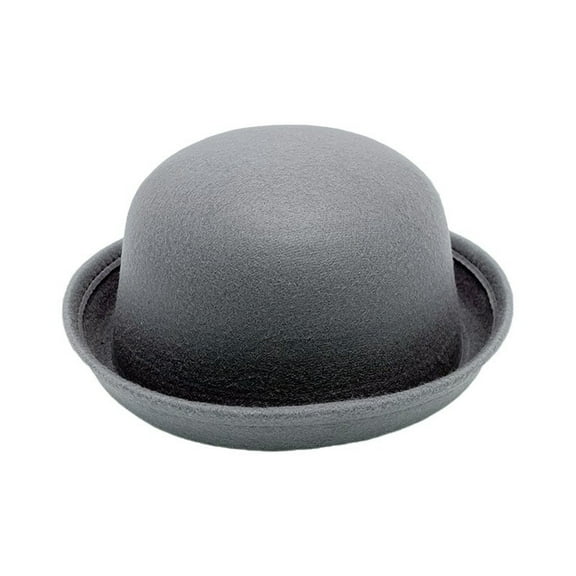 JeashCHAT Wool Round Bowler Hat Vintage Elegant Solid Color Rolled Brim Fedora Hat for Men and Women, Bucket Hat for Christmas Party