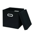 thumbnail image 1 of JeashCHAT Collapsible Fabric Storage Bins Foldable Stackable Storage Box Storage Cubes with Lids and Handles, Home Office Storage Containers, Closet Organizer for Clothes Toys, 11"x11"x11", Black, 1 of 6