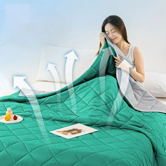 JeashCHAT Cooling Comforter Twin Size, Double-Sided Cooling Blanket All-Season Breathable Lightweight Comforter Summer Thin Quilt for Air-conditioned Bedroom, Machine Washable, Green